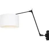 Steinhauer Wandleselampe Prestige Chic schwarz mit 30 cm weißem Leinenlampenschirm