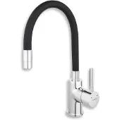 Ferro Novaservis freistehende Spültischarmatur mit elastischem Arm, schwarz/chrom, 70710.0C