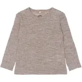 Mikk-Line - Small Kid's Merino Wool L/S Top - Merinolongsleeve Gr 62 braun/grau