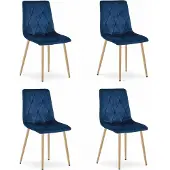 Leobert LIBRA Stuhl – Marineblaues Samtstoff / Holzfüße (4 Stück)
