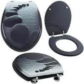 Grafner WC Sitz aus MDF stabile Qualität Black Stone