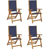 vidaXL Klappstühle, 4 Stück, Massivholz Akazie und Textilene