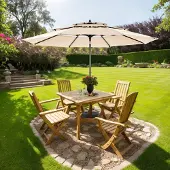 LVHOM Sonnenschirm Ø 294cm, Sonnenschutz UPF 50+, Ampelschirm, Marktschirm, Khaki
