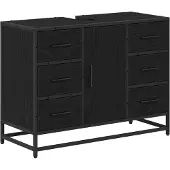 vidaXL Badezimmerschrank Schwarz Eichen-Optik 80 x 33 x 60 cm