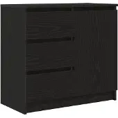 vidaXL Sideboard mit Schublade Schwarz Eichen-Optik 71x35x65 cm