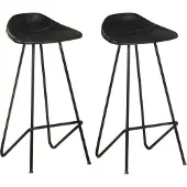 Syfax Barhocker 2 Stk. Schwarz Echtleder