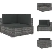 vidaXL Modular-Sofa-Eckteil 1 Stk. + Auflagen Poly Rattan Grau - Gartensofaelemente