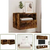The Living Store TV-Wandschränke 2 Stk. Räuchereiche 40x30x30 cm Holzwerkstoff