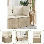 The Living Store Garten-Ecksofa mit Kissen Beige Poly Rattan