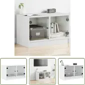The Living Store TV-Schrank mit Glastüren Weiß 68x37x42 cm