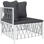Syfax Garten-Ecksofa mit Kissen Weiß Gewebe