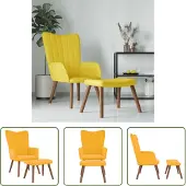 The Living Store Relaxsessel mit Hocker Senfgelb Samt
