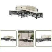 The Living Store 3-tlg. Garten-Ecksofa-Set mit Kissen Schwarz Poly Rattan