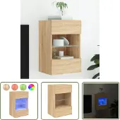 The Living Store TV-Wandschrank mit LED-Leuchten Sonoma-Eiche 40x30x60,5 cm