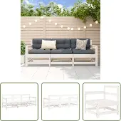 The Living Store 3-tlg. Garten-Lounge-Set Weiß Massivholz Kiefer