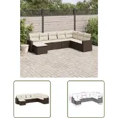 The Living Store 8-tlg. Garten-Sofagarnitur mit Kissen Braun Poly Rattan