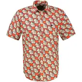 Lerros Kurzarmhemd "Kurzarmhemd mit floralem All-over-Print", Herren, Gr. XXL, Normalgrößen, vivid rot, 80% Baumwolle, 20% Leinen, Hemden Kurzarmhemd