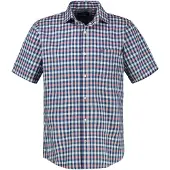 Lerros Kurzarmhemd , Herren, Gr. XL, N-Gr, bunt (vivid rot), Web, Obermaterial: 100% Baumwolle, kariert, regular fit normal, ohne Ausschnitt, gerader Abschluss, Hemden Kurzarmhemd, mit Logo Stickerei