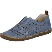 Rieker Damen Slipper Leder Mokassin Cutouts Lochmuster Stretch M2852, Größe:39 EU, Farbe:Blau