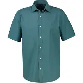 Lerros Kurzarmhemd "Kurzarmhemd im Knitterlook", Herren, Gr. L, Normalgrößen, grün (soft teal), 99% Baumwolle, 1% Elasthan, Hemden Kurzarmhemd