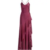 Vera Mont Abendkleid "Abendkleid mit Volant", Damen, Gr. 42, EURO, rot (prune wine), Obermaterial: 81% Polyamid PA. 19% Elasthan EL., Kleider Abendkleid