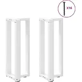 vidaXL Couchtischbeine T-Form 2 Stk. Weiß 60x25x(30-31) cm Stahl