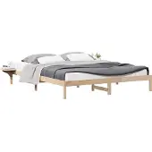 vidaXL Bettgestell mit Nachttischen Natur 200 x 220 cm