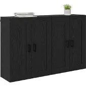 vidaXL Wandmontierter Schrank 2 stk. Schwarz Eichen-Optik