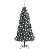 vidaXL Künstlicher vorbeleuchteter Weihnachtsbaum mit Kugelset Grün