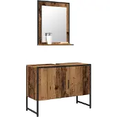 vidaXL Badezimmermöbel-Set 2 Stk. Braun Holzwerkstoff