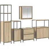 vidaXL Badezimmermöbel-Set 5 stk. Beige 36 x 35 x 165 cm Holzwerkstoff