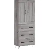 vidaXL Highboard Grau Sonoma 69,5x34x180 cm Holzwerkstoff