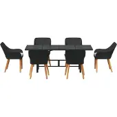 vidaXL Garten Essgruppe 7 stk. Schwarz Poly-Rattan
