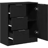 vidaXL Sideboard Schwarz Eichen-Optik 60 x 30 x 70 cm Holzwerkstoff
