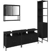 vidaXL Badezimmermöbel-Set 4 Stk. Schwarz Eichen-Optik Holzwerkstoff