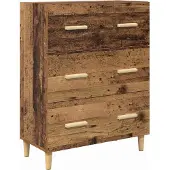 vidaXL Highboard Altholz 69,5 x 34 x 180 cm Engineered Wood und Glas