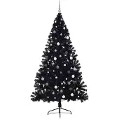 vidaXL Künstlicher vorbeleuchteter Weihnachtsbaum Schwarz 240 cm PVC
