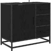 vidaXL Badezimmermöbel-Set 3 stk. Schwarz Eichen-Optik 90 x 33 x 60 cm