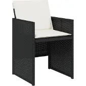 vidaXL 15-tlg. Garten-Essgruppe mit Kissen Schwarz Poly Rattan