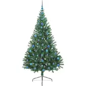 vidaXL Künstlicher vorbeleuchteter Weihnachtsbaum Grün 210 cm PVC