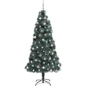 vidaXL Künstlicher vorbeleuchteter Weihnachtsbaum mit Kugelset Grün