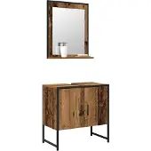 vidaXL Badezimmermöbel-Set 2 Stk. Braun Holzwerkstoff
