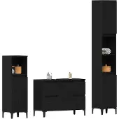 vidaXL Badezimmermöbel-Set 3 stk. Schwarz Eichen-Optik
