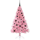 vidaXL Künstlicher vorbeleuchteter Weihnachtsbaum Rosa 150 cm PVC