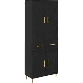 vidaXL Highboard Schwarz Eichen-Optik 69,5 x 34 x 180 cm Holzwerkstoff