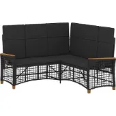 vidaXL Garten Liegesofa Set 5-Sitzanzahl Schwarz Polyrattan und Stahl