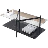 AEA Couchtisch mit Glasplatte und Marmor-Optik – stilvoll und modern Sofa Tisch