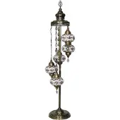 Halay Handgefertigte türkische Stehlampe mit 5 Glaskugeln, orientalische Mosaiklampe im Wellen-Design