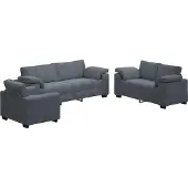 vidaXL 3-tlg. Sofagarnitur mit Kissen Dunkelgrau Samt