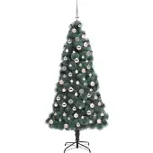 vidaXL Künstlicher vorbeleuchteter Weihnachtsbaum mit Kugelset Grün
